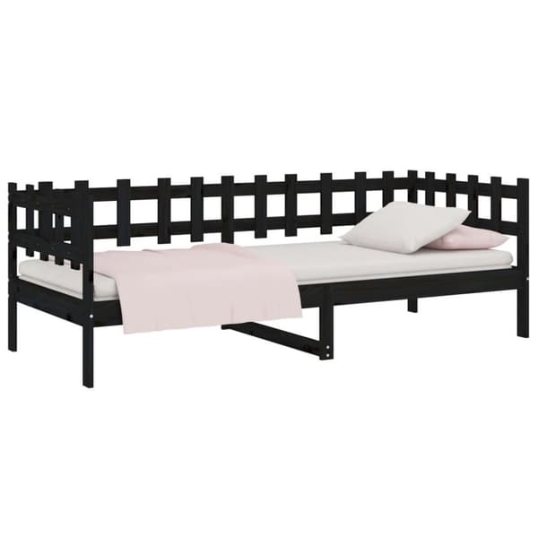 vidaXL Dagseng svart 90x200 cm heltre furu
