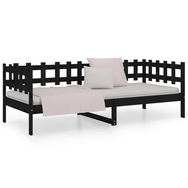 vidaXL Dagseng svart 90x200 cm heltre furu