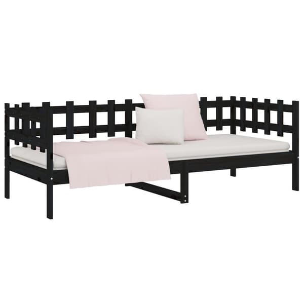 vidaXL Dagseng svart 90x200 cm heltre furu
