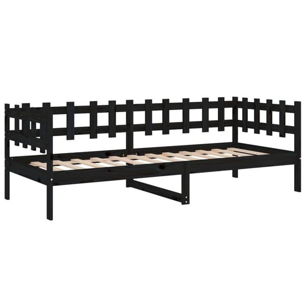 vidaXL Dagseng svart 90x200 cm heltre furu