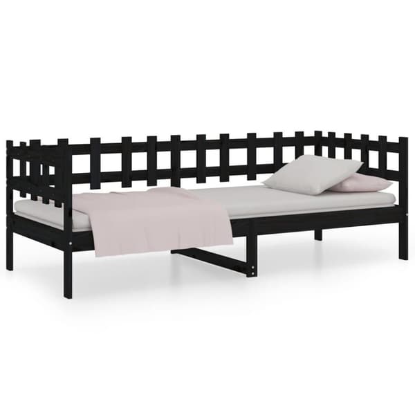 vidaXL Dagseng svart 90x200 cm heltre furu