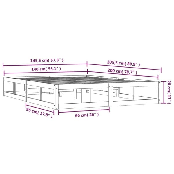 vidaXL Sengeramme hvit 140x200 cm heltre