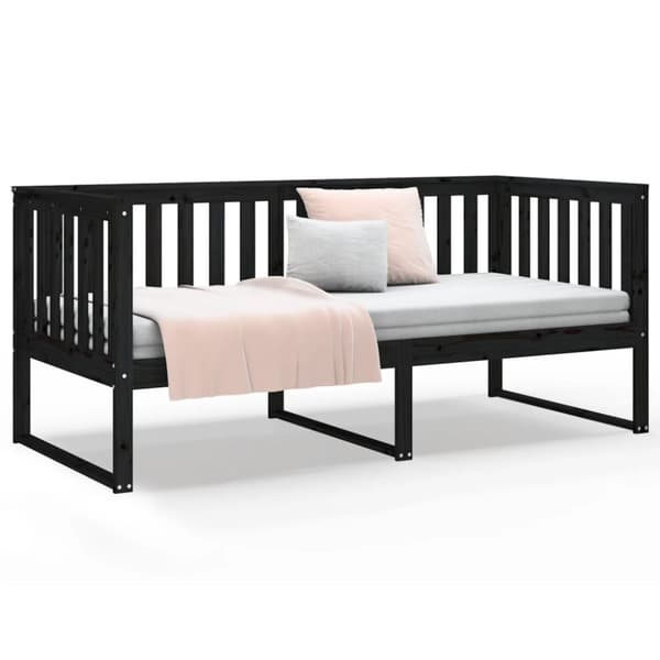 vidaXL Dagbädd svart 90x190 cm massiv furu
