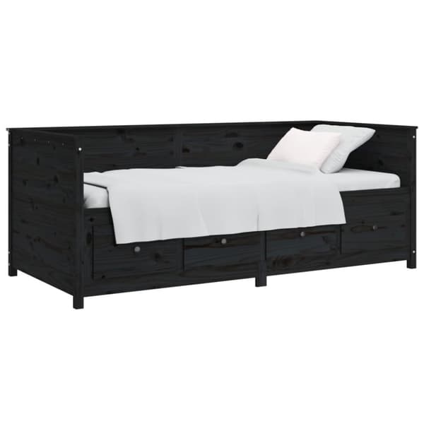 vidaXL Dagseng svart 80x200 cm heltre furu
