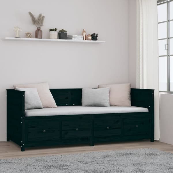 vidaXL Dagseng svart 80x200 cm heltre furu