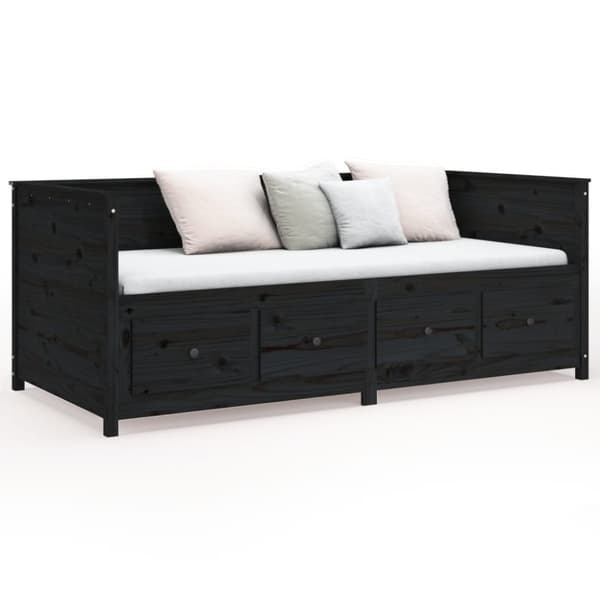 vidaXL Dagseng svart 80x200 cm heltre furu