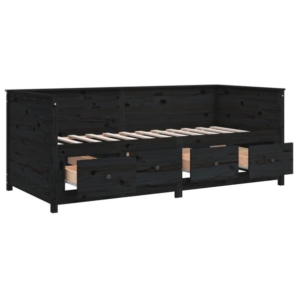 vidaXL Dagseng svart 80x200 cm heltre furu