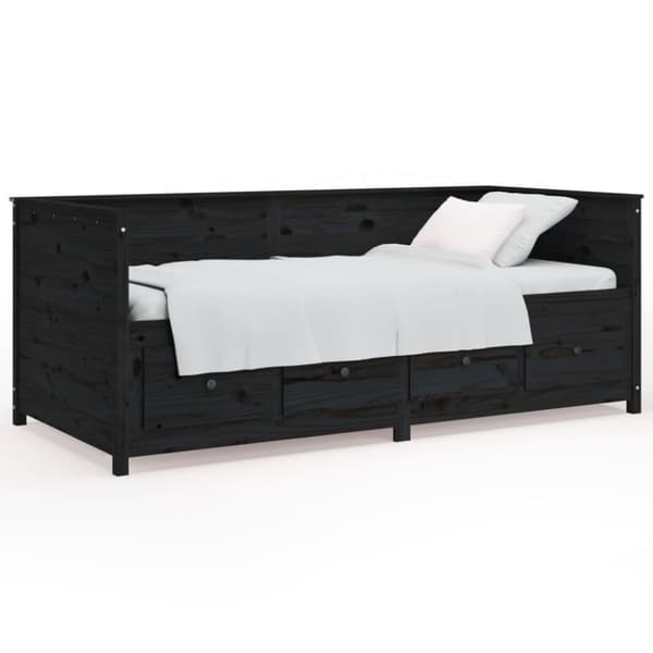 vidaXL Dagseng svart 80x200 cm heltre furu