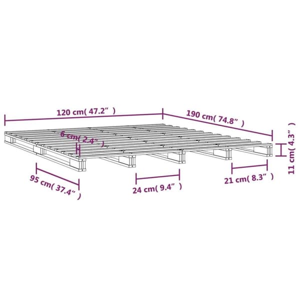 vidaXL Palleseng hvit 120x190 cm heltre furu Small Double