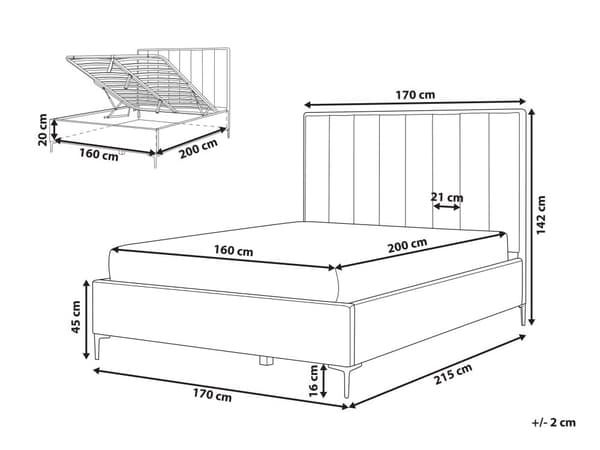 Sengeramme Marineblå Fløyel 160 x 200 cm med Ottoman Oppbevaring Polstret Sengegavl Svart Metallben