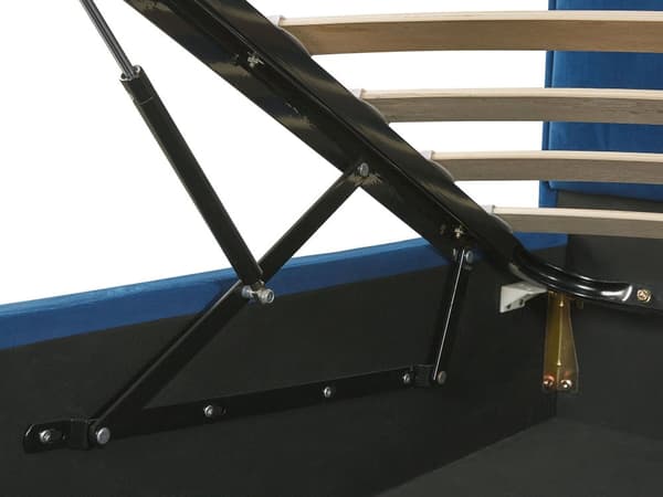 Sengeramme Marineblå Fløyel 160 x 200 cm med Ottoman Oppbevaring Polstret Sengegavl Svart Metallben