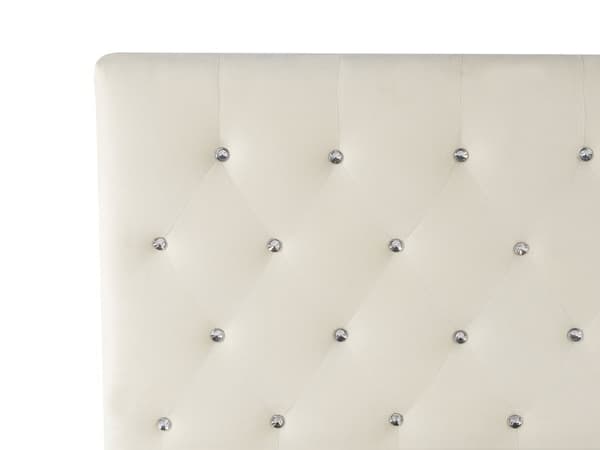 Sengeramme Beige Fløyelstrekk med Oppbevaring 180 x 200 cm Tuftet Sengegavl Soveromsmøbler