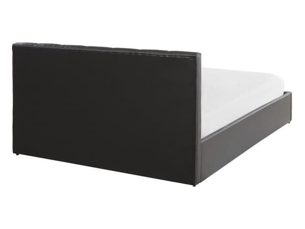 Seng med oppbevaring Grå Imitert skinn 140 x 200 cm Lamellbunn Sengegavl Moderne Soverom