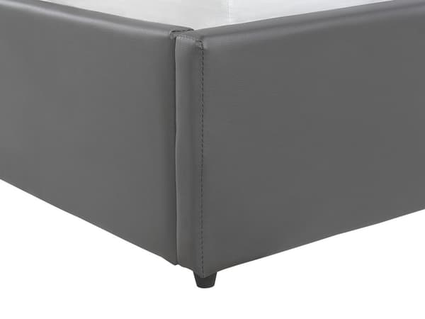 Seng med oppbevaring Grå Imitert skinn 140 x 200 cm Lamellbunn Sengegavl Moderne Soverom