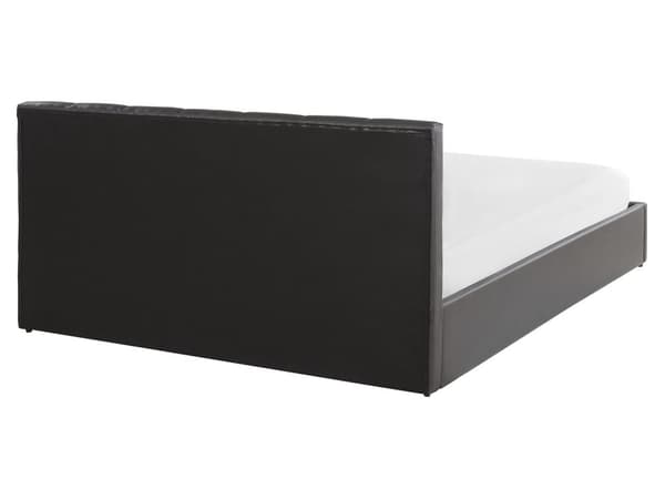 Seng med oppbevaring Grå Imitert skinn 160 x 200 cm Lamellbunn Sengegavl Moderne Soverom