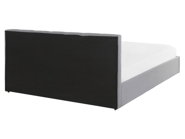 Seng med oppbevaring Lysegrå Stoff Polstret 160 x 200 cm Lamellbunn Sengegavl Moderne Soverom