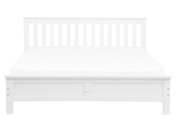 Hvit seng med treramme 160 x 200 cm Lav sengegavl Minimalistisk design