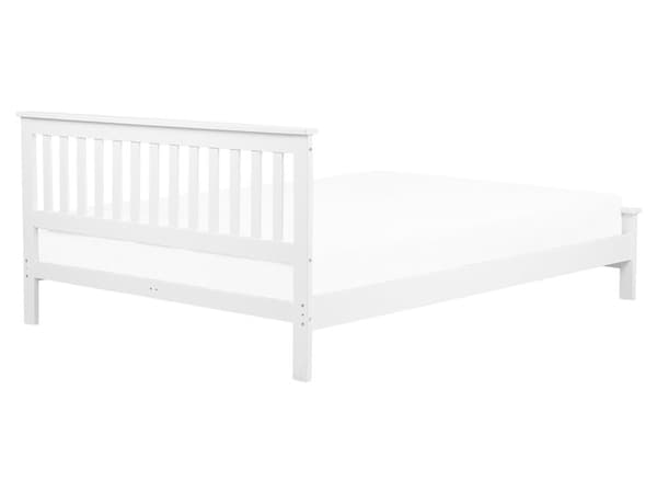 Hvit seng med treramme 160 x 200 cm Lav sengegavl Minimalistisk design