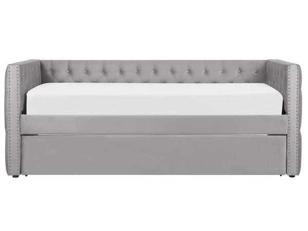 Seng Dagseng Grå Fløyel 90 x 200 cm med lamellramme Moderne Glamour stil