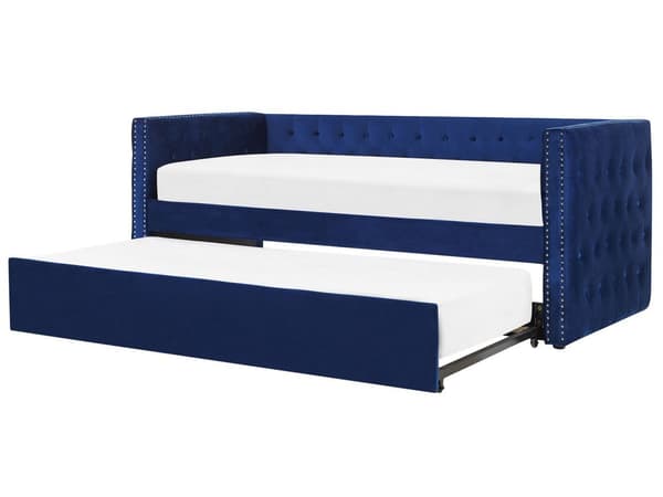 Seng Dagseng Blå Fløyel 90 x 200 cm med lamellramme Moderne Glamour stil