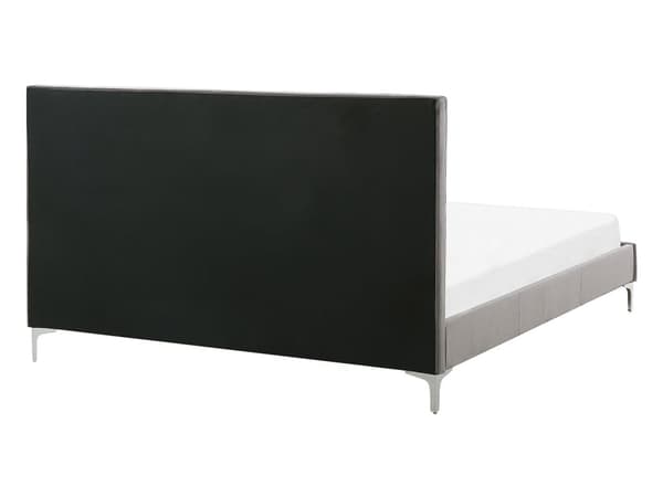 Seng Grå Fløyel 140 x 200 cm Lamellbunn Sengegavl med knappetufting Klassisk Moderne Glamour