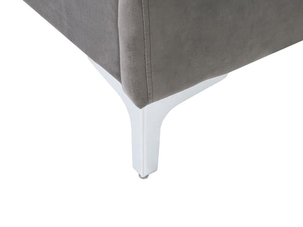 Seng Grå Fløyel 140 x 200 cm Lamellbunn Sengegavl med knappetufting Klassisk Moderne Glamour