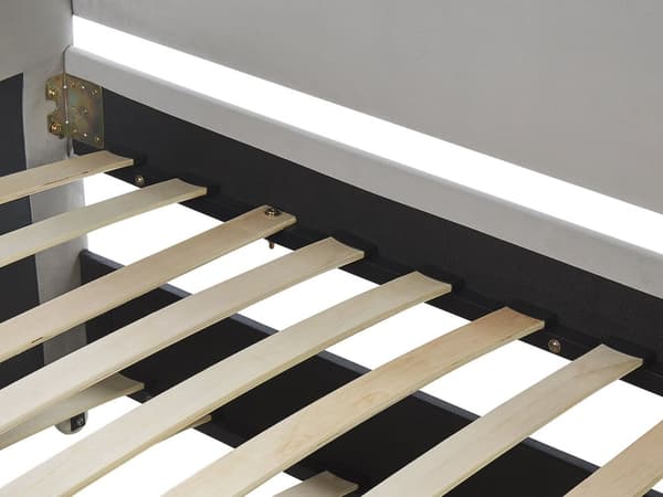 Underseng Lysegrå Fløyel Trelameller 90 x 200 cm Dagseng Glamour Dekorative knapper Minimalistisk Kompakt Skandinavisk