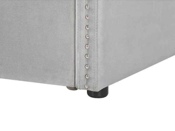 Underseng Lysegrå Fløyel Trelameller 90 x 200 cm Dagseng Glamour Dekorative knapper Minimalistisk Kompakt Skandinavisk