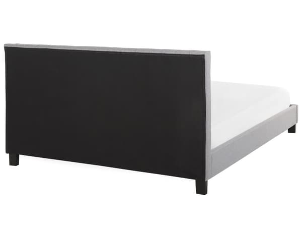Dobbeltseng i grått stoff 180 x 200 cm med sengebunn med spiler Polstret, vattert sengegavl Moderne og komfortabel til soverommet
