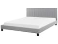Miniatyrbilde 1 av 10: Dobbeltseng i grått stoff 180 x 200 cm med sengebunn med spiler Polstret, vattert sengegavl Moderne og komfortabel til soverommet