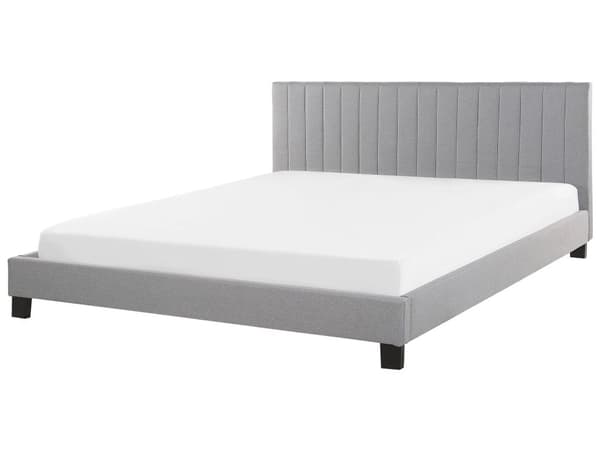 Dobbeltseng i grått stoff 180 x 200 cm med sengebunn med spiler Polstret, vattert sengegavl Moderne og komfortabel til soverommet