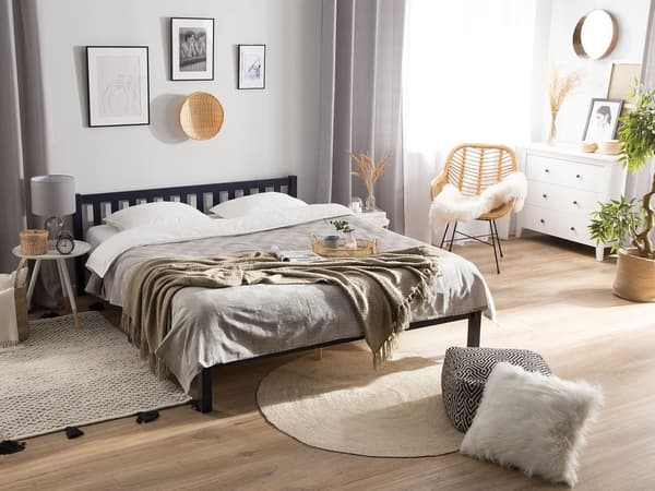 Dobbeltseng Blå Furu 140 x 200 cm Lamellramme Elegant Tradisjonell Stil