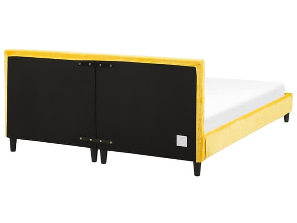 Dobbeltseng Gul Fløyel 180 x 200 cm Lamellramme Moderne Klassisk Glamour