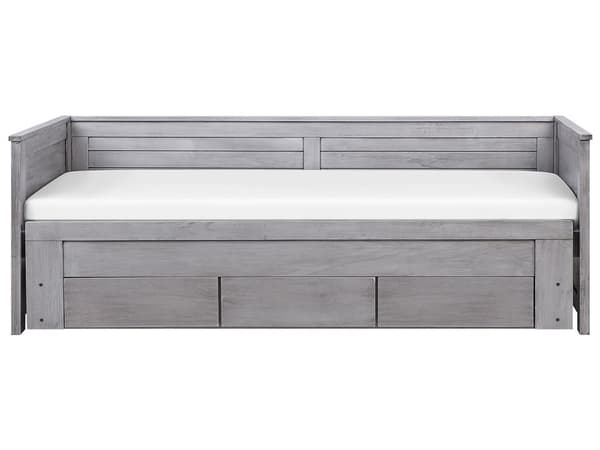 Sengeramme Tre Grå 90 x 200 cm Uttrekkbar 3 Skuffer med Lamellramme MDF-plate Elegant Skandinavisk Stil