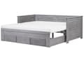 Miniatyrbilde 1 av 11: Sengeramme Tre Grå 90 x 200 cm Uttrekkbar 3 Skuffer med Lamellramme MDF-plate Elegant Skandinavisk Stil
