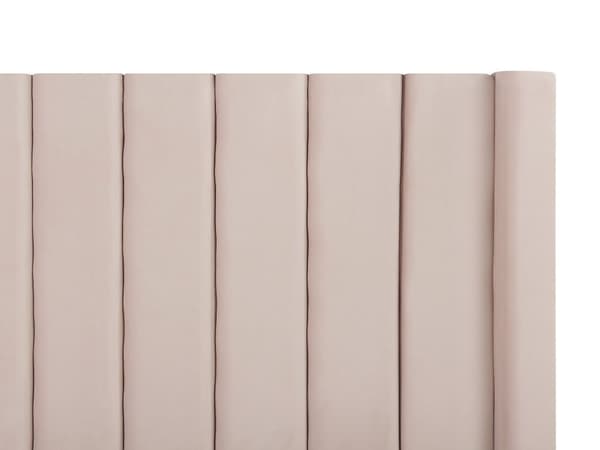 Seng Pastellrosa Fløyel 160 x 200 cm Oppbevaringsbenk Høy sengegavl Glamorøs Moderne Innredning Soverom