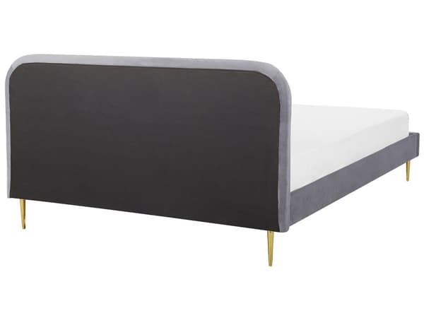 Seng Grå Fløyelstrekk 180 x 200 cm Sengegavl Lamellramme Minimalistisk Design