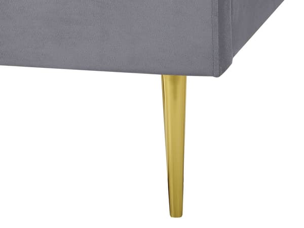 Seng Grå Fløyelstrekk 180 x 200 cm Sengegavl Lamellramme Minimalistisk Design