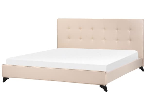 Dobbeltseng Ramme Beige 180 x 200 cm Sengegavl Polstret Elegant Klassisk