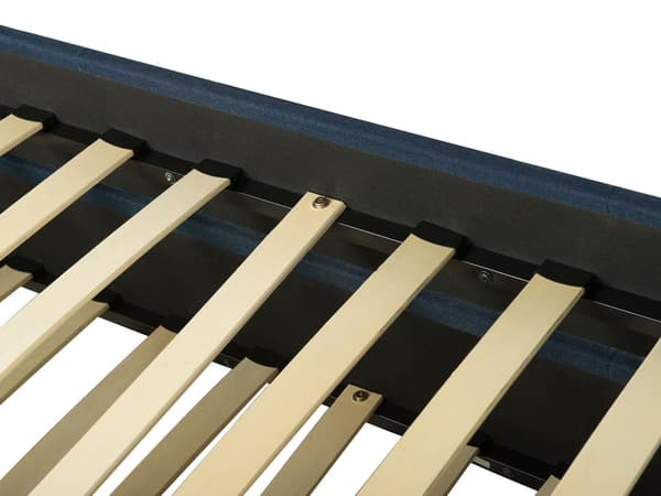 Mørkeblå barneseng med stoffbelagt ramme 80 x 200 cm