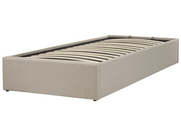 Seng Beige Polstret 90 x 200 cm Med oppbevaring Uten sengegavl Lamellbunn Soverom Innredning Moderne design