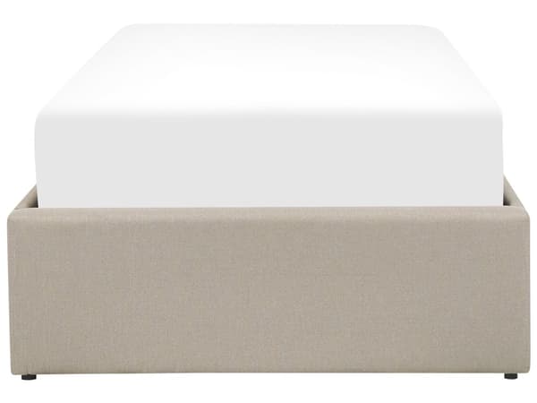 Seng Beige Polstret 90 x 200 cm Med oppbevaring Uten sengegavl Lamellbunn Soverom Innredning Moderne design