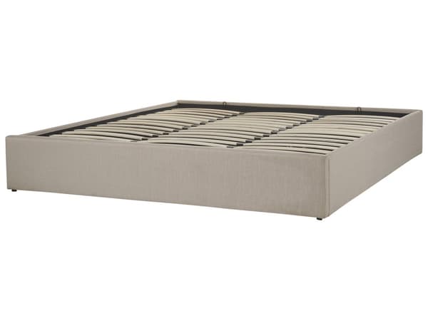 Seng Beige Polstret 180 x 200 cm Med oppbevaring Uten sengegavl Lamellbunn Soverom Innredning Moderne design