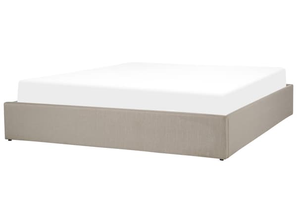 Seng Beige Polstret 180 x 200 cm Med oppbevaring Uten sengegavl Lamellbunn Soverom Innredning Moderne design