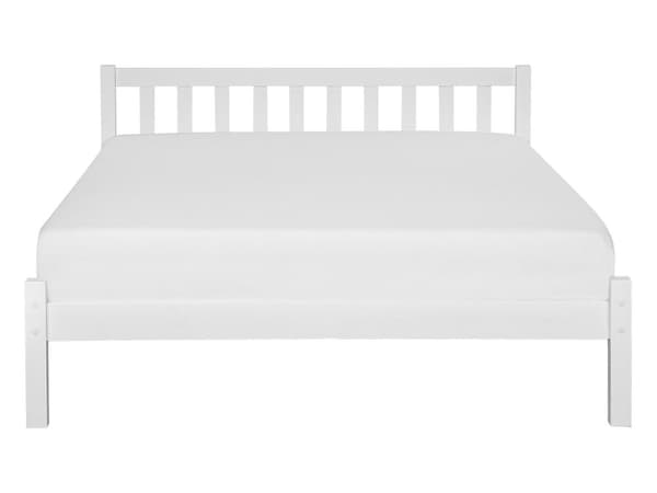 Dobbeltseng Hvit Furu 140 x 200 cm Lamellramme Elegant Tradisjonell Stil