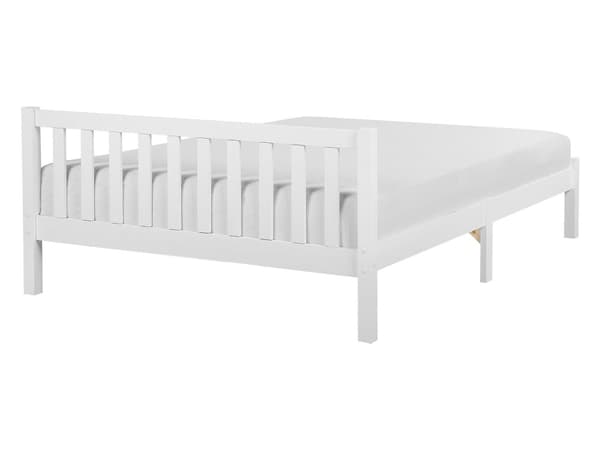 Dobbeltseng Hvit Furu 140 x 200 cm Lamellramme Elegant Tradisjonell Stil