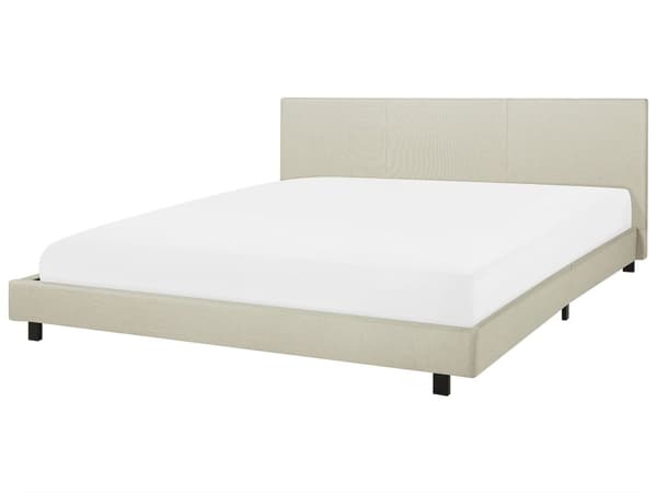 Seng Beige Polyester Stoff 180 x 200 cm Sengegavl Lamelbunn Soverom Minimalistisk Moderne
