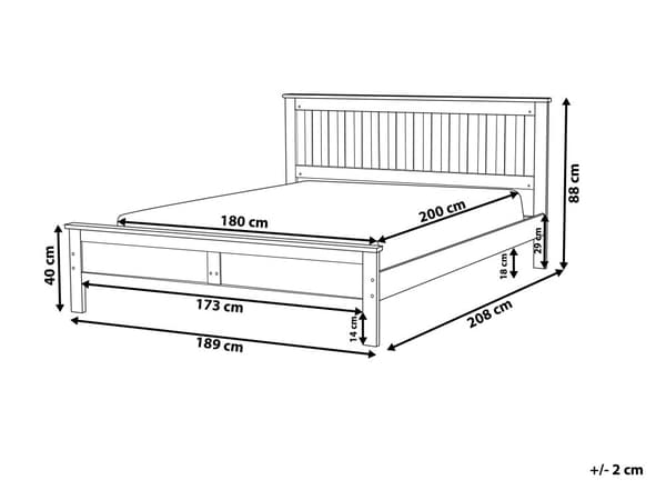 Hvit seng med treramme 180 x 200 cm Lav sengegavl Minimalistisk design