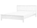 Miniatyrbilde 1 av 10: Hvit seng med treramme 180 x 200 cm Lav sengegavl Minimalistisk design