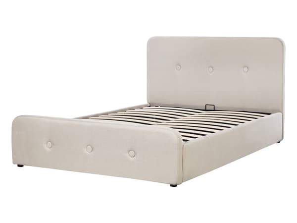 Spaltegulv Sengeramme Beige Polyester Stoff Polstret Treben Ottoman Oppbevaring 140 x 200 cm Moderne Design